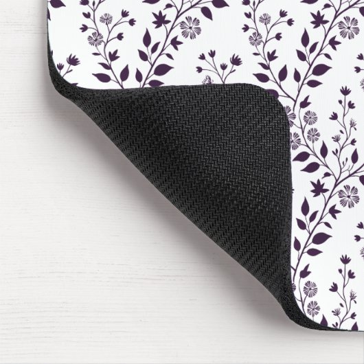 Modern Boho Floral Pattern Plum White Mousepad (Ecke)