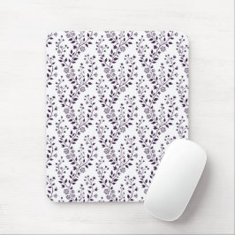 Modern Boho Floral Pattern Plum White Mousepad