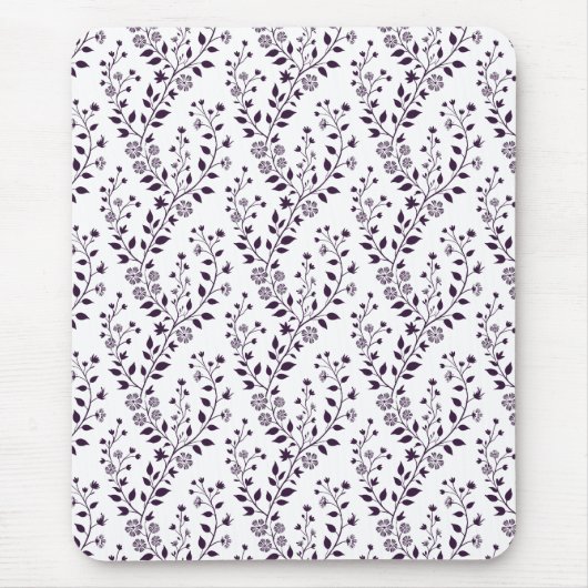 Modern Boho Floral Pattern Plum White Mousepad (Vorne)