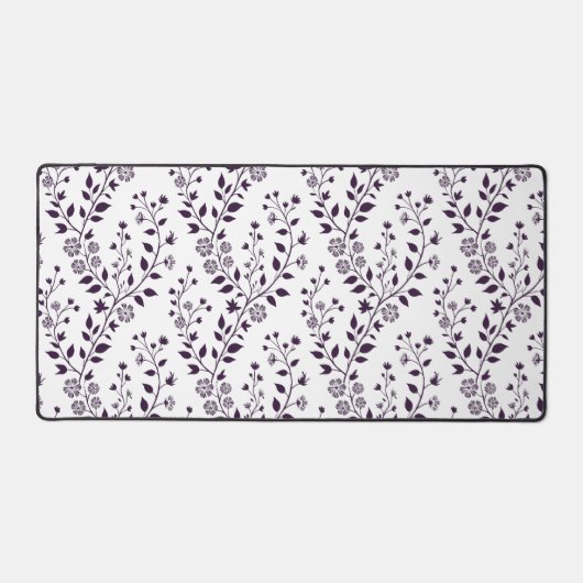 Modern Boho Floral Pattern Plum White Schreibtischunterlage (Vorderseite)