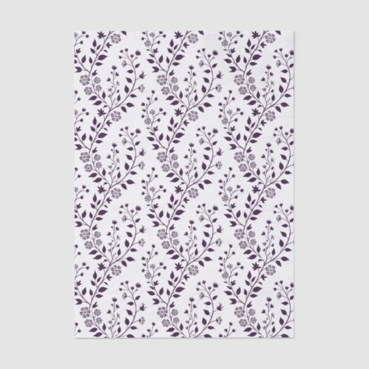 Modern Boho Floral Pattern Plum White Seidenpapier (Vorderseite)