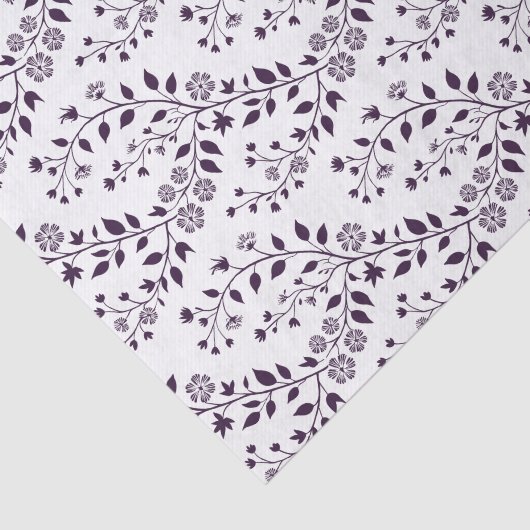 Modern Boho Floral Pattern Plum White Seidenpapier (Ausschnitt)