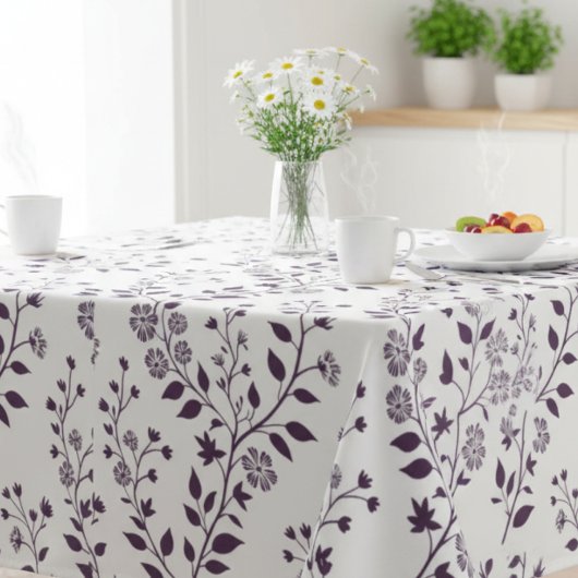 Modern Boho Floral Pattern Plum White Tischdecke