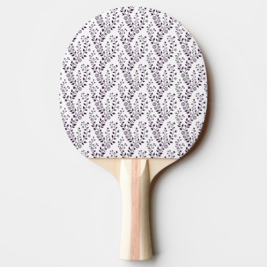 Modern Boho Floral Pattern Plum White Tischtennis Schläger (Rückseite)
