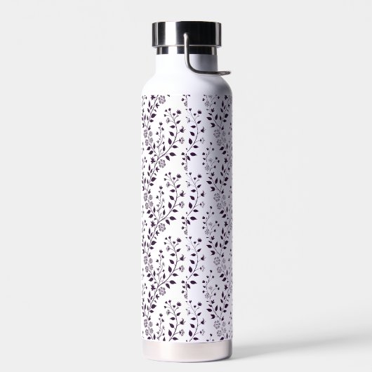 Modern Boho Floral Pattern Plum White Trinkflasche (Links)