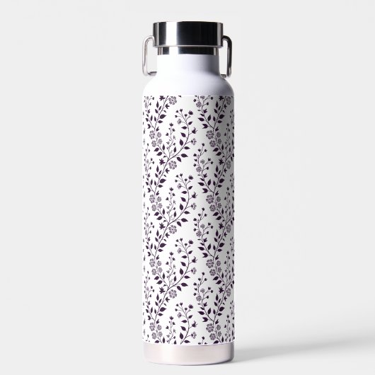 Modern Boho Floral Pattern Plum White Trinkflasche (Vorne)