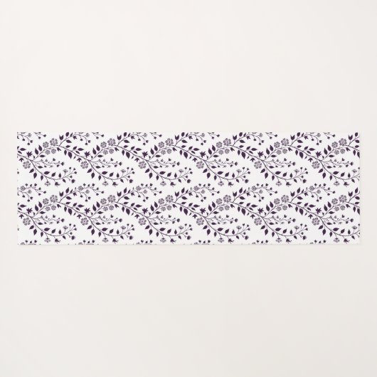 Modern Boho Floral Pattern Plum White Yogamatte (Rückseite (Horizontal))
