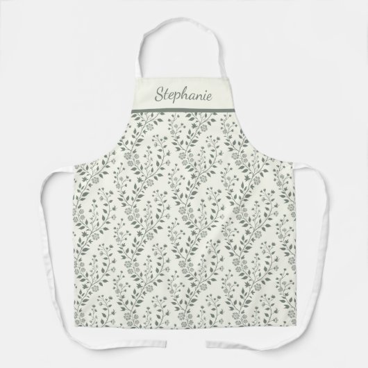 Modern Boho Floral Pattern Sage Cream Schürze (Vorderseite)