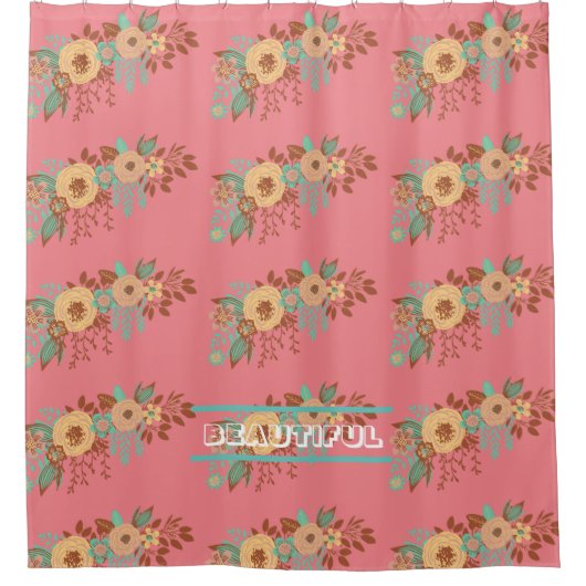 Modern Boho Floral Pink Duschvorhang (Vorderseite)