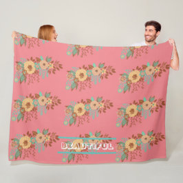 Modern Boho Floral Pink Fleecedecke