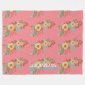 Modern Boho Floral Pink Fleecedecke (Vorderseite (Horizontal))