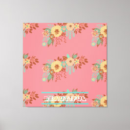 Modern Boho Floral Pink gestreifte Canvas Print Leinwanddruck