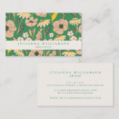 Modern Boho Floral Pink Grün farbig Visitenkarte (Vorne/Hinten)