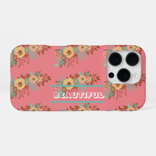 Modern Boho Floral Pink iPhone Hülle (Rückseite (Horizontal))
