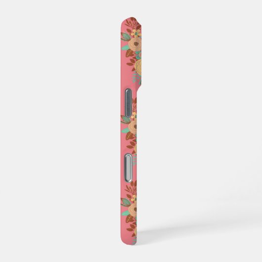 Modern Boho Floral Pink iPhone Hülle (Rechte Seite)