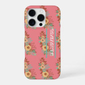 Modern Boho Floral Pink iPhone Hülle (Rückseite)