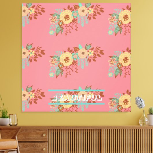 Modern Boho Floral Pink Leinwanddruck (Insitu (Wohnzimmer))