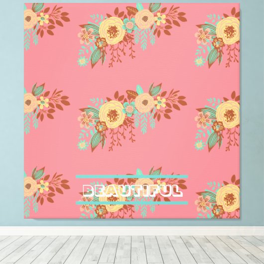 Modern Boho Floral Pink Leinwanddruck (Insitu (Holzboden))