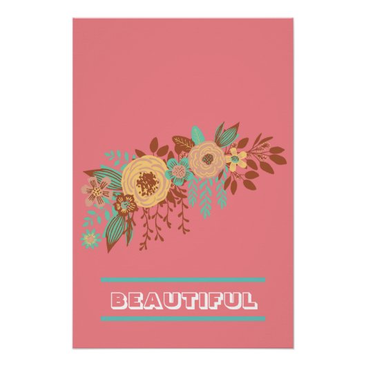 Modern Boho Floral Pink Poster (Vorderseite)