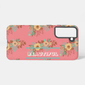 Modern Boho Floral Pink Samsung Galaxy Hülle (Rückseite (Horizontal))