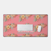 Modern Boho Floral Pink Schreibtischunterlage (Tastatur & Maus)