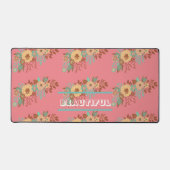 Modern Boho Floral Pink Schreibtischunterlage (Vorderseite)