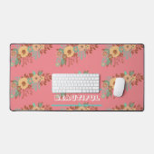 Modern Boho Floral Pink Schreibtischunterlage (Tastatur & Maus)