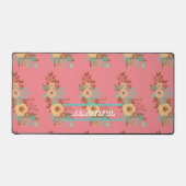 Modern Boho Floral Pink Schreibtischunterlage (Vorderseite)