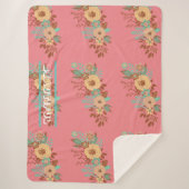 Modern Boho Floral Pink Sherpadecke (Vorderseite)