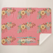 Modern Boho Floral Pink Sherpadecke (Vorderseite (Horizontal))