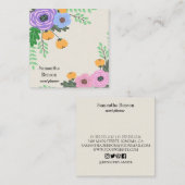 Modern Boho Floral Quadratische Visitenkarte (Vorne/Hinten)