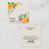 Modern Boho Floral Quadratische Visitenkarte (Vorne/Hinten)