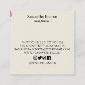 Modern Boho Floral Quadratische Visitenkarte (Rückseite)