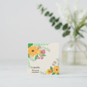 Modern Boho Floral Quadratische Visitenkarte (Stehend Vorderseite)