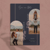 Modern Boho Floral Rose Foto Arch Schwarz Save The Date