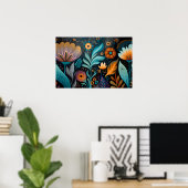 Modern Boho Floral Tapestry Poster (Heimbüro)