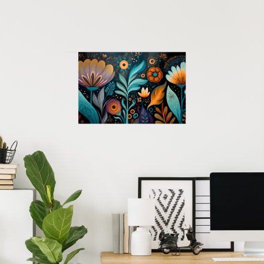 Modern Boho Floral Tapestry Poster (Heimbüro)