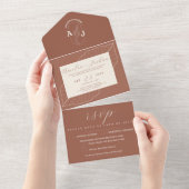 Modern Boho Floral Terracotta Burnt Orange Wedding All In One Einladung (Abreißen)