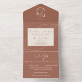 Modern Boho Floral Terracotta Burnt Orange Wedding All In One Einladung (Innen Boden)