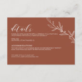 Modern Boho Floral Terracotta Burnt Orange Wedding Begleitkarte (Vorderseite)