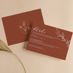 Modern Boho Floral Terracotta Burnt Orange Wedding Begleitkarte<br><div class="desc">Moderne Boho Floral Terracotta Burnt Orange Hochzeitskarte. Monogramm hinten.</div>