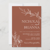 Modern Boho Floral Terracotta Burnt Orange Wedding Einladung (Vorderseite)