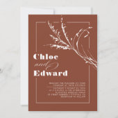 Modern Boho Floral Terracotta Burnt Orange Wedding Einladung (Vorderseite)