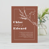 Modern Boho Floral Terracotta Burnt Orange Wedding Einladung (Stehend Vorderseite)