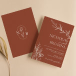 Modern Boho Floral Terracotta Burnt Orange Wedding Einladung<br><div class="desc">Moderne Boho Floral Terracotta Burnt Orange Hochzeitseinladung. Monogramm hinten.</div>