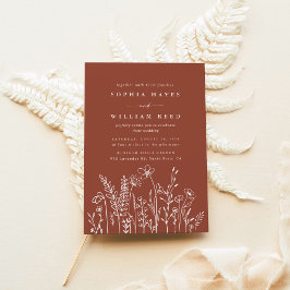 Modern Boho Floral Terracotta Burnt Orange Wedding Einladung