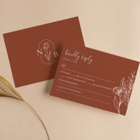 Modern Boho Floral Terracotta Burnt Orange Wedding
