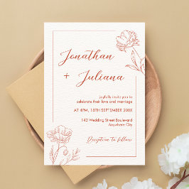 Modern Boho Floral Terracotta Wedding Einladung