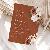 Modern Boho Floral Terracotta Wedding Einladung