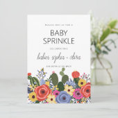 Modern Boho Floral Twin Baby Sprinkle Einladung (Stehend Vorderseite)